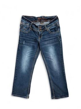 Vintage Y2K low rise capris jean denim slim skinny fit stretch cotton mcbling S